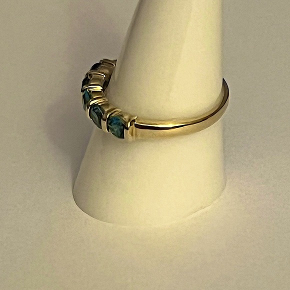 Swiss Blue Topaz Gold Over Silver Ring - Picture 3 of 4